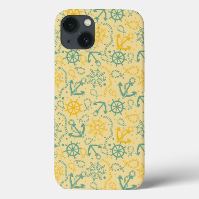 Coques Case-Mate iPhone Rétro background with anchor, ropes (Verso)