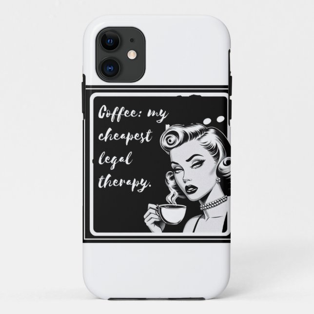 Coques Case-Mate iPhone Retro black and white design with the phrase “Coff (Dos)