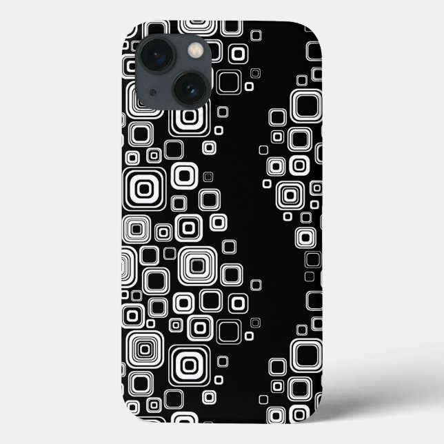 Coques Case-Mate iPhone Rétro black and white squares (Verso)