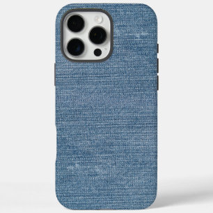 Coque iPhone 16 Pro Max Retro Blue Denim Jeans Texture