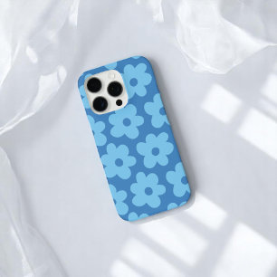 Coque iPhone 16 Pro Retro Blue Floral Whimsical Preppy Hippie Chic