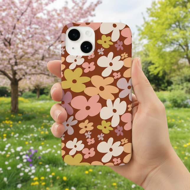 Coques Case-Mate iPhone Retro Boho Flower Power Pattern (Créateur téléchargé)
