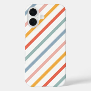 Coque Pour iPhone 16 Rétro Boho Lignes Multicolores