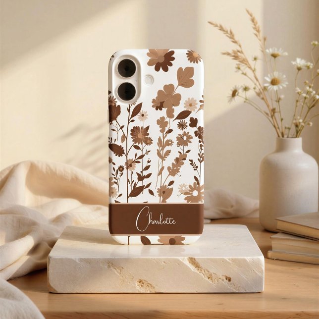 Coques Case-Mate iPhone Rétro Boho Terroir Floral Nom Personnalisé (Créateur téléchargé)