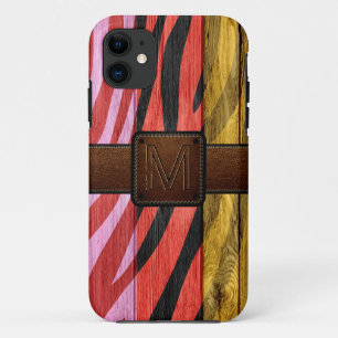 Coque iPhone 11 Retro Bois Brown cuir look