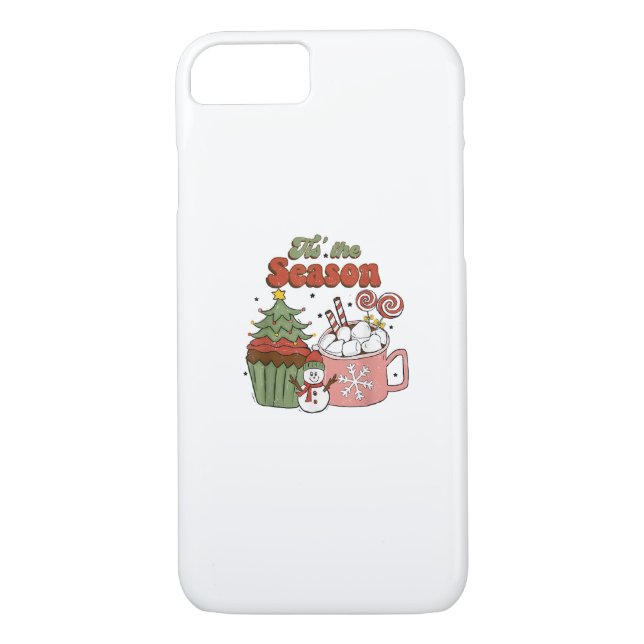 Coques Case-Mate iPhone Retro C'Est La Saison Arbre De Noël Café Snowman (Dos)