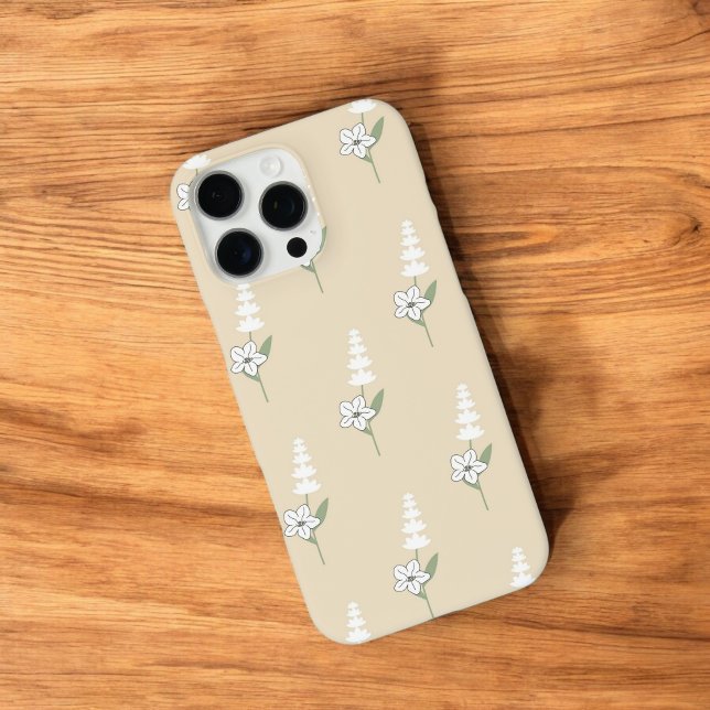 Coques Case-Mate iPhone Retro Chic Beige Floral Motif Printemps Whimsical (Créateur téléchargé)