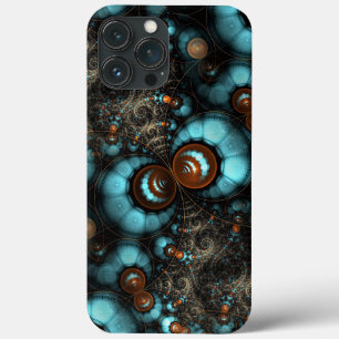 Etui iPhone Case-Mate Retro Chic Brown Aqua Turquoise Fractal Motif