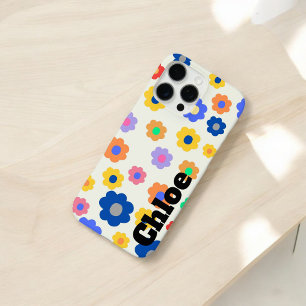 Coque iPhone 16 Pro Max Retro Chic coloré motif floral Whimsical