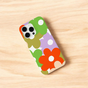 Coque iPhone 16 Pro Max Retro Chic Green, Rouge & Purple Motif Floral
