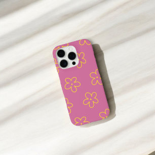 Coque iPhone 16 Pro Retro Chic Purple & Jaune Motif Floral