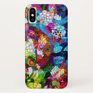 Coque iPhone X Rétro collage coloré frais de fleurs