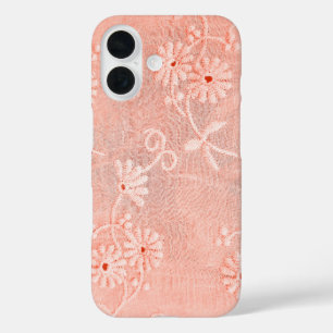 Coque Pour iPhone 16 Retro Coral Eyelet Design Floral