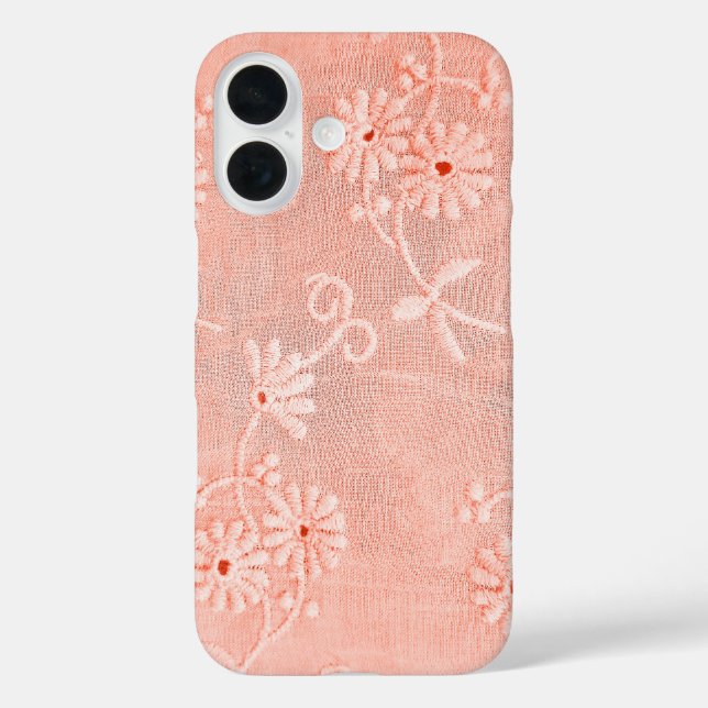 Coques Case-Mate iPhone Retro Coral Eyelet Design Floral (Verso)