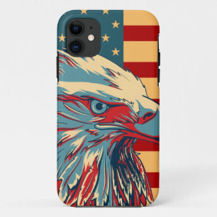 Coque iPhone 11 Rétro drapeau patriotique américain d'Eagle