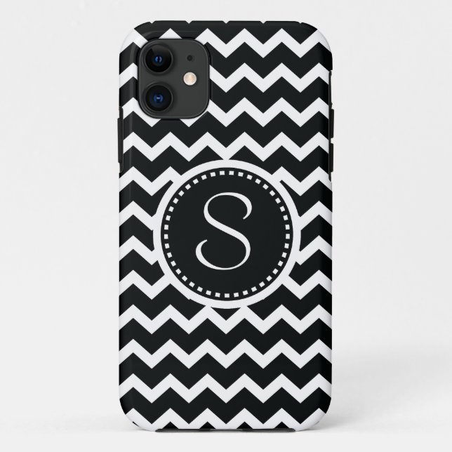 Coques Case-Mate iPhone Rétro élégance de zigzag noir et blanc de Chevron (Dos)