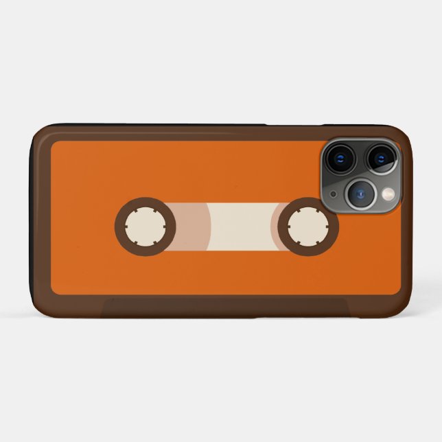 Coques Case-Mate iPhone Rétro enregistreur à cassettes orange et Brown (Dos (Horizontal))