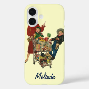 Coques iPhone 16 Retro Famille, Maman et Enfants, Panier