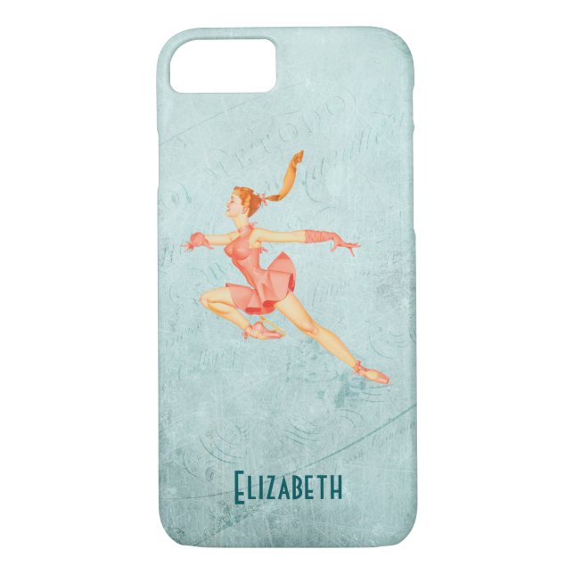Coques Case-Mate iPhone Retro Figure Patinage Dans Une Tenue Rose Personna (Dos)