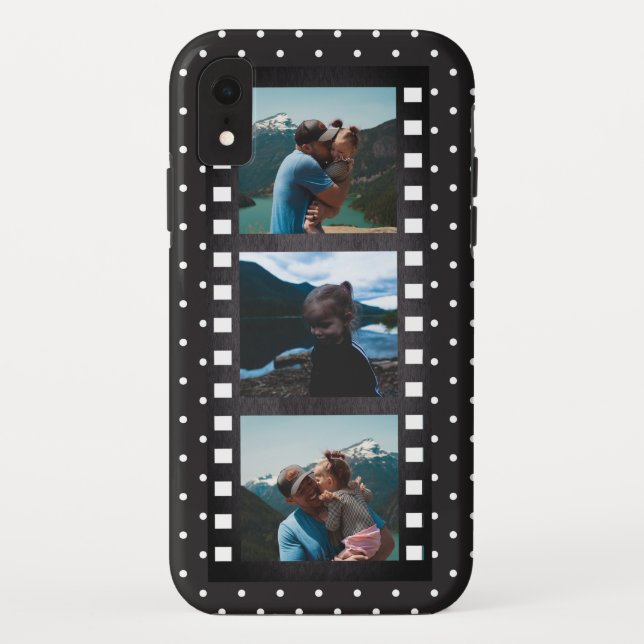 Coques Case-Mate iPhone Retro Filmstrip Black Polka Dot Photo Collage (Dos)