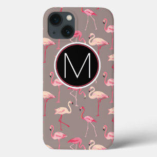 Coques Pour iPhone Retro Flamingos Monogram