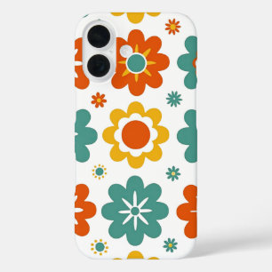 Coque Pour iPhone 16 Rétro Fleur Géométrique Pouvoir des Années 70 Bohè