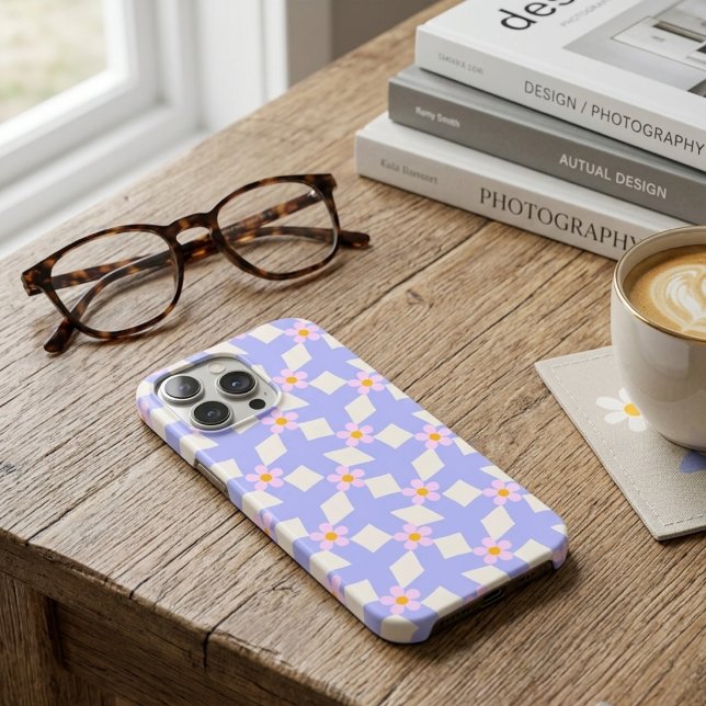 Coques Case-Mate iPhone Rétro Fleur Géométrique Violet Periwinkle des anné (Créateur téléchargé)