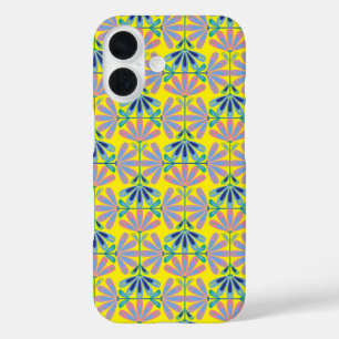 Coque Pour iPhone 16 Retro Floral Series Jaune