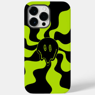 Coque Case-Mate iPhone Retro fond sourire en Lime Vert et noir