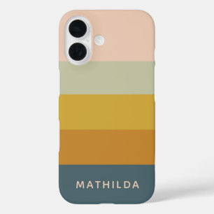 Coque Pour iPhone 16 Rétro Géométrique Bloc de Couleurs Pastel Personna