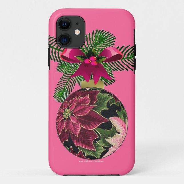 Coques Case-Mate iPhone Retro les années 50 Poinsettia Ornement Bourgogne (Dos)