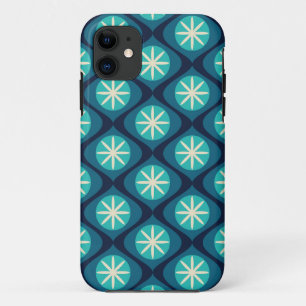 Case-Mate iPhone Case Retro les années 70 motif floral ondulé - bleu