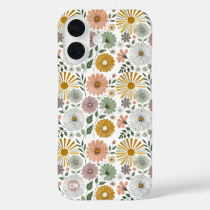 Coque Pour iPhone 16 Retro les années 70 Pastel Aquarelle Floral Person
