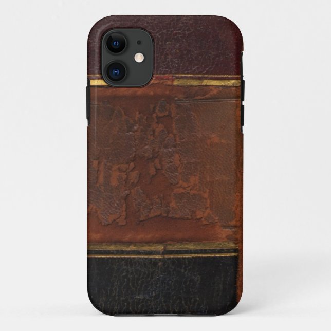Coques Case-Mate iPhone Rétro livre antique, brun attaché de cuir de faux (Dos)