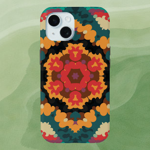 Coque Case-Mate iPhone Rétro Mandala bleu orange et rouge