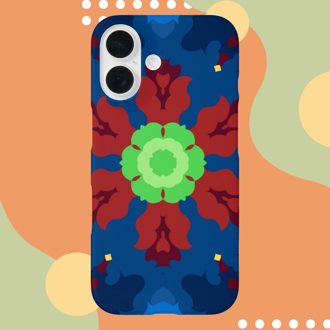 Coques Case-Mate iPhone Retro Mandala bleu rouge et vert (Créateur téléchargé)