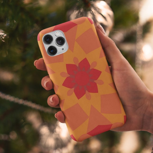 Coques Case-Mate iPhone Retro Mandala Flower Red and Orange (Créateur téléchargé)