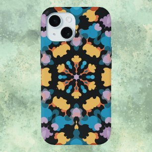 Coque Case-Mate iPhone Rétro Mandala jaune bleu et orange