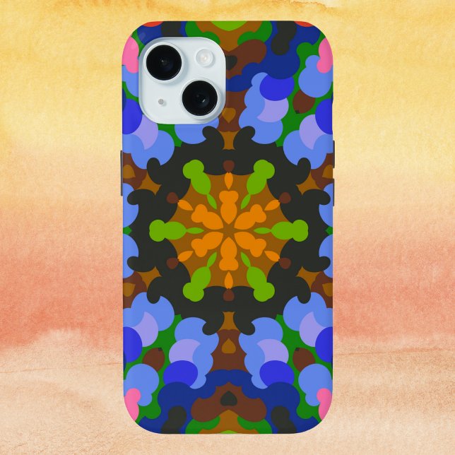 Coques Case-Mate iPhone Rétro Mandala Vert bleu et rose (Créateur téléchargé)