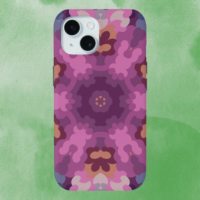 Coques Case-Mate iPhone Rétro Mandala violet rose et orange (Créateur téléchargé)