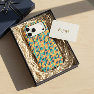 Coque iPhone 16 Pro Max Rétro Moderne Géométrique Turquoise Orange Milieu