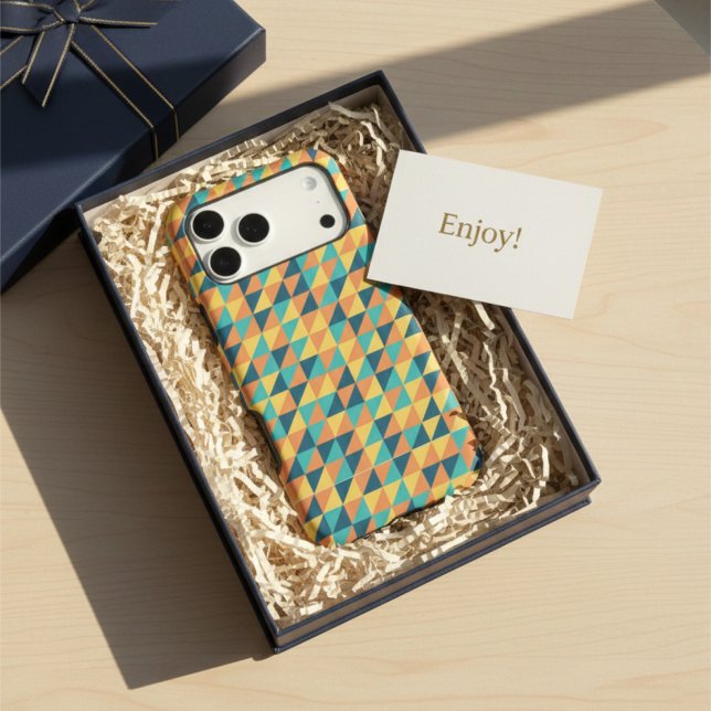 Coques Case-Mate iPhone Rétro Moderne Géométrique Turquoise Orange Milieu  (Créateur téléchargé)