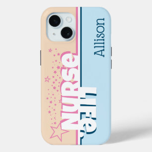 Coque Case-Mate iPhone Rétro Moderne Rose et Bleu Infirmière Vie Personna