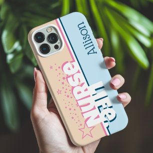 Coque Case-Mate iPhone Rétro Moderne Rose et Bleu Infirmière Vie Personna