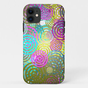 Coque iPhone 11 Rétro motif abstrait de cercle