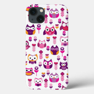 Coques Pour iPhone rétro motif coloré d'oiseau de hibou