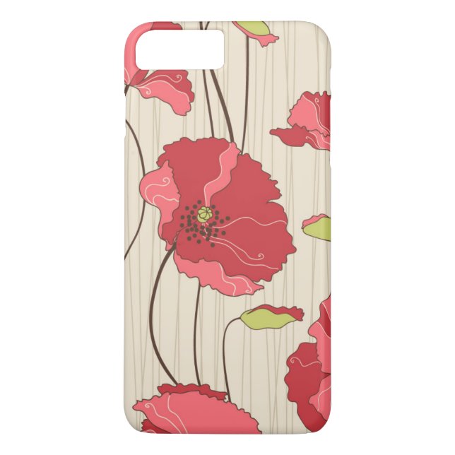 Coques Case-Mate iPhone Rétro motif de pavots (Dos)