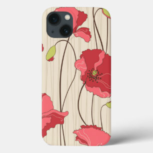 iPhone 13 Case Rétro motif de pavots