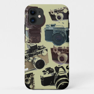 Coque iPhone 11 Rétro motif grunge vintage d'appareils-photo