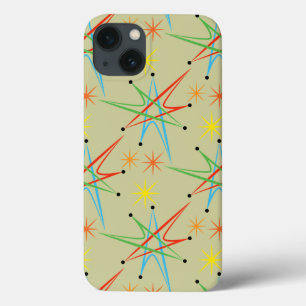 iPhone 13 Case Rétro motif multicolore atomique de Starburst